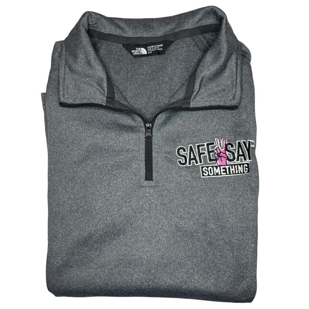 The North Face Women's Grey Qtr-Zip Pullover W/ 'Safe2Say' Embroidery Sz S - Picture 2 of 8